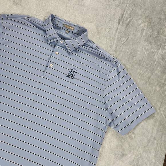 Peter Millar Polo Shirt Mens 2XL Blue Stripe Summer Comfort TPC Scottsdale Golf - Picture 5 of 13